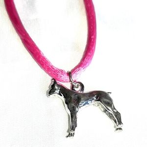 NEW! .925 Sterling Silver Boxer (Dog) Pendant Jewelry 3/4" & Satin Necklace 16".